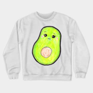 Kawaii Avocado Color Pencil Hand Drawn Cute Tropical Fruit Crewneck Sweatshirt